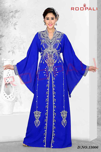 Caftán azul de gasa, el más vendido, con bordado Zari, elegante y moderno, vestido modesto para fiestas, para mujer, de exportadores. - Product Image 2