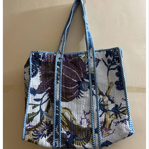 Sac fourre-tout matelassé en coton de haute qualité, ensemble de sacs personnalisés à imprimé floral, sac de marché, sac à bandoulière, prix de gros - Product Image 1