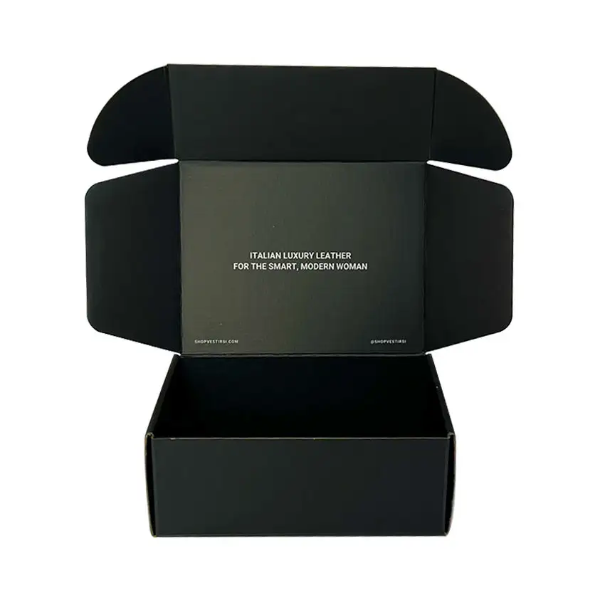 Caixa impressa personalizada para embalagem de sapatos de papelão ondulado, caixa de papelão preto para embalagem de roupas, caixa de papelão para envio