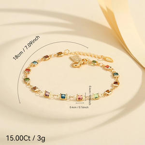 Nueva llegada multicolor arcoíris Zircon pulsera moda mujer Color caramelo joyería de mano joyería al por mayor - Product Image 3