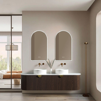 Haut de gamme personnaliser les couleurs tailles matériaux luxe Design moderne noir rainure cannelée salle de bain vanités avec lavabo et miroir
