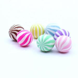 Perles rondes en argile polymère sans trou, imitation bonbons, à rayures multicolores pastel, pour enfants, accessoires Re-ment - Product Image 5