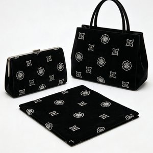 Tela de Terciopelo Negro A068 con Bordado de Cuentas en Forma de Estrella Geométrica Cian Pálido para Vestidos y <span class=keywords><strong>Abrigos</strong></span> Formales de Otoño e Invierno - Product Image 3