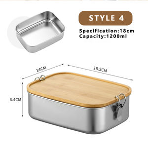 Özel Logo mutfak gıda konteyner çevre dostu sızdırmaz bambu kapak ile yemek kabı paslanmaz çelik öğle yemeği kutusu yemek kabı - Product Image 2