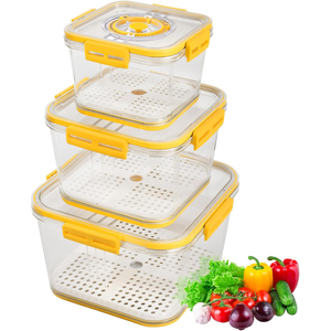 Rectangle Transparent Fridge Organizers with Drain Plate and Timer Multi Size Egg Tray Set - Product Image 1