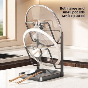 Support de rangement multifonctionnel en métal pour couvercles de casseroles, spatules et planches à découper, pour comptoir de cuisine, en stock - Product Image 2