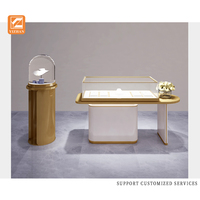 Cabinet professionnel de verres d'étagère de présentation de matériel de MDF avec la vitrine élégante d'éclairage de LED pour l'usage de centre commercial