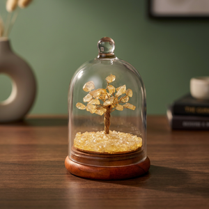 Árbol de la Fortuna de Cristal de Citrino Natural Hecho a Mano con Cúpula de Cristal, Decoración de Piedras Preciosas, Base de Madera, Regalo de Decoración para el Hogar Feng Shui - Product Image 4