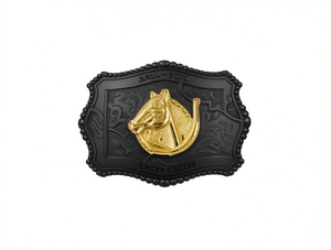 Fibbia per Cintura Grande Irregolare in Argento Opaco Nero 5.0cm in Lega Placcata Stile Western - Product Image 1