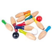 Massives Holz-Bowling-Set für Kinder, Langlebiges Indoor-Outdoor Lernspielzeug mit Kegeln und Kugeln, Marke EZ