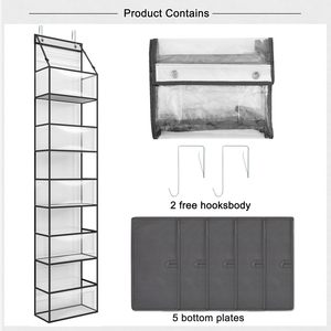 Over The Door Hanging Organizer 5 <b>Shelf</b> Clear <b>Plastic</b> Pockets Large Capacity Storage For Pantry Closet Bathroom - Product Image 4