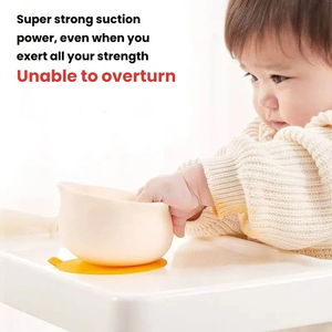 Bol d'alimentation en silicone pour enfants avec ventouse, anti-déversement, design nuage et œuf, avec poignées pour l'autonomie de l'enfant - Product Image 3