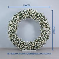 Élégante Arche de Mariage en Soie Blanche avec Roses et Gypsophile, Couronne Florale Circulaire Personnalisée pour Jardin, Fête des Mères, Remise de Diplôme
