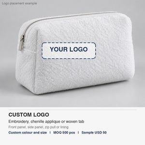 Makeup Bag Terry Cloth Cosmetic <b>Pouch</b> Cotton Towel Fabric 22x14x7cm Embroidery Ready Custom Logo - Product Image 4