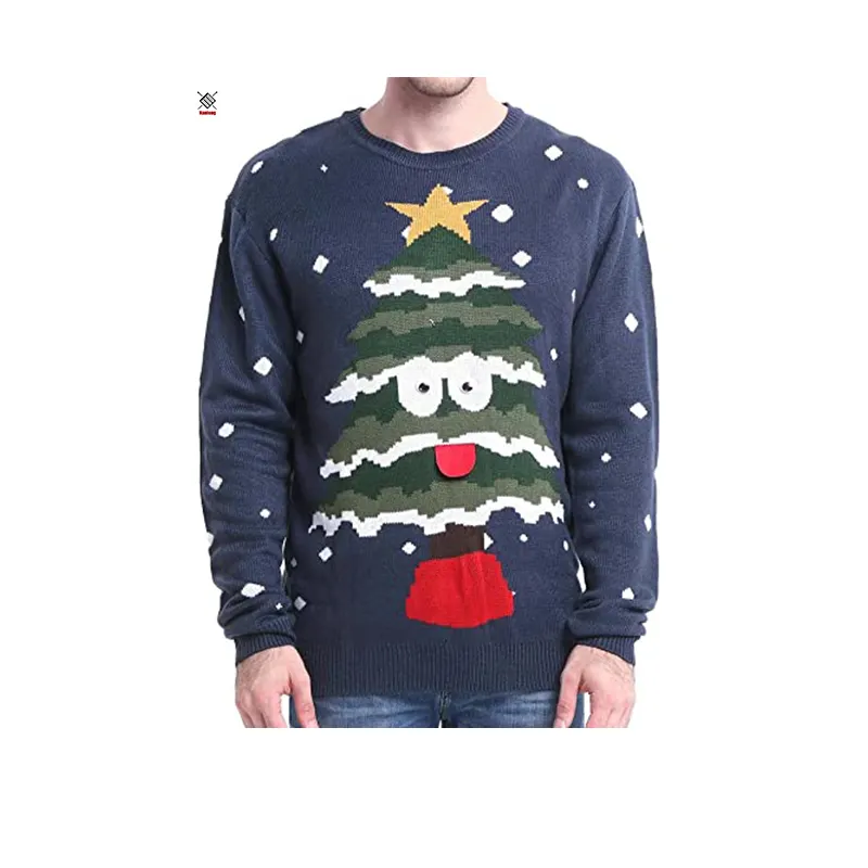 Manufacturer Knitted Holiday Fashion Custom Blackcotton Mens Suppliers Label Patterns Unisex Ugly Vintage Christmas Sweater Wool