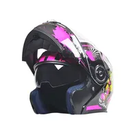 Casque modulaire ABS, style flip-up, casque de moto pour adulte, design flip-up, double visière anti-buée