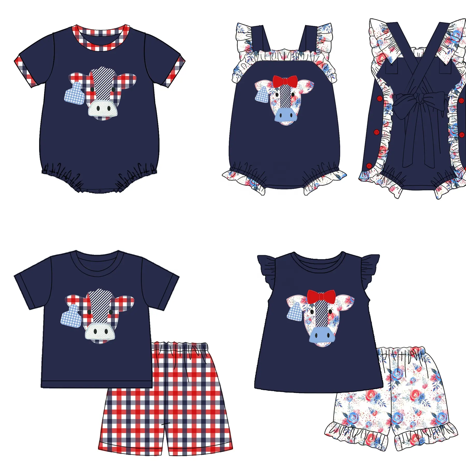 4th of July boy clothing kids boutique outfit wholesale summer boys 2 pieces clothing set