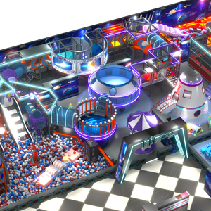 Aoleao Aire de jeux intérieure sur le thème de l'espace, piscine à balles, toboggan, fusée d'escalade pour enfants, 500 kg, jeux souples, certifiée CE TUV - Product Image 1
