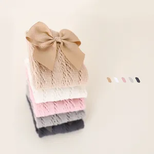 Mùa Hè Mới Bé Đầu Gối Vớ Cao Trẻ Em Cô Gái Bow Dài Vớ Mềm Cotton Lưới Thoáng Khí Trẻ Em Rỗng Trong Socken Cho Năm - Product Image 4
