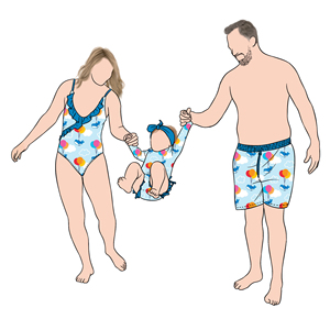 공장 판매 뜨거운 판매 하이 퀄리티 가족 매칭 수영복 발진 가드 수영 장난 꾸러기 가족 여행 비치 팔리 - Product Image 1