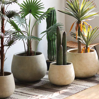 Pots à fleurs en fibre de terre cuite pour plantes succulentes d'extérieur, vente chaude, grands pots en fibre de terre cuite, pots en ciment modernes en relief pour la décoration de la maison