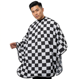 Cape de coiffure imperméable à carreaux noirs et blancs, tablier de barbier anti-adhérent, tablier et capes de salon de coiffure - Product Image 6