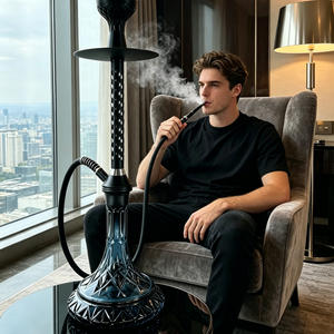 Set de Shisha Portátil con Base de Vidrio de 6 Colores, 60CM, de Lujo, de Aleación de Aluminio, con Diseño de Bolígrafo Árabe, para Bares y Discotecas - Product Image 4