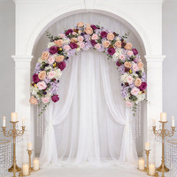 Rangkaian Bunga Pernikahan Buatan 120cm Ungu Pink Mawar Hydrangea untuk Dekorasi Lengkungan, Latar Belakang, Lorong, dan Pesta