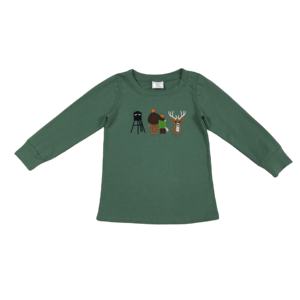 เสื้อยืดเด็กชายแขนยาวลายปักกวางสีเขียวเข้ม รุ่น BT1438 สำหรับเด็กทารก เสื้อผ้าฤดูร้อน - Product Image 1