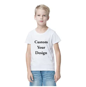Kid Jongens En Meisjes Vlakte Blank Katoen Oem Logo Custom Kinderen 100 Katoenen T-shirt