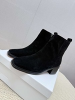 Bottines vintage en daim à talon carré pour femme, fermeture éclair latérale, bout carré, bottines courtes tendance pour l'hiver, 3 couleurs au choix
