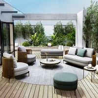 Ensembles de canapés de salle à manger d'extérieur modernes de luxe Tables basses en osier et aluminium de haute qualité pour meubles de jardin de villas