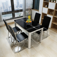 Table à manger moderne et simple en verre trempé pour petit appartement, connexion double face, ensemble de table et de chaises pour la maison