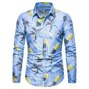 OEM/ODM hombr camisa para Homens Tropicais Personalizados Camisa Top Homens Casual Slim Fit Manga Longa Masculina Impressão Casual Camisa dos homens