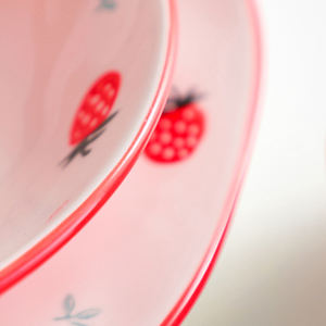 Mangkuk Ramen keramik 8 inci ramah lingkungan 1200ml dengan desain lukisan tangan stroberi merah mangkuk mie Mircowavable mudah microwave - Product Image 5