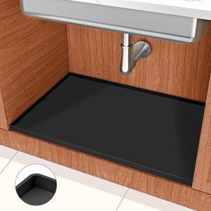 Under Sink Mats for Kitchen Waterproof Under Sink <strong>Shelf</strong> <strong>Liner</strong> with Drain Hole Flexible Silicone Cabinet Protector Tray - Product Image 1