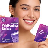 Bandes blanchissantes pour les dents Purple Teeth Whitening Strips, formule correctrice de couleur PAP, 42 bandes, 21 sachets, utilisation à domicile en 30 minutes