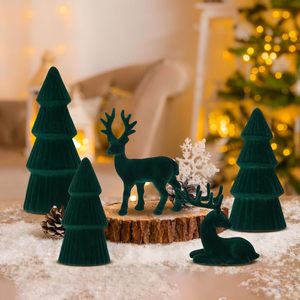 Ensemble de 3 sapins de Noël de haute qualité, écologiques, 15/20/25 cm, en résine et velours pulvérisé, pour table, base moderne, intérieur - Product Image 2