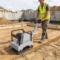 Compacteur vibrant électrique TerraForce TF-C150E 20kN pour la réparation des trottoirs, 125 kg, à conducteur marchant