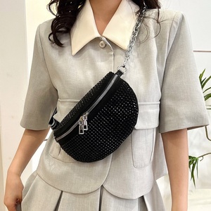 Trendy Bling Rhinestone Crystal PU Leather RFID-Blocking Shoulder/Waist <b>Bag</b> <b>Evening</b> Party Daily Use Women's Fashion Fanny Pack - Product Image 4