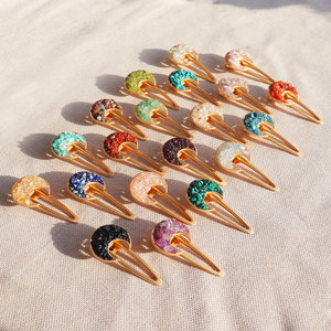 Vente en gros de pinces à cheveux en cristal de haute qualité, pinces à cheveux en cristal naturel, améthyste, quartz rose - Product Image 1