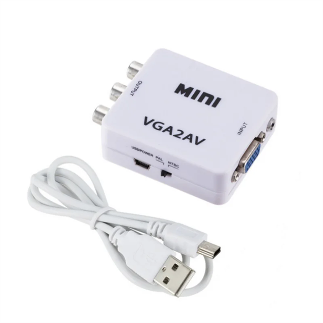 VGA to RCA Converter Adapter VGA to AV Converter 1080P HD Video VGA2AV Converter for PC Notebook TV HD