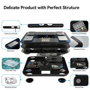 उच्च सटीकता स्मार्ट 8 इलेक्ट्रोड बॉडी वसा डिजिटल वजन पैमाने सेंसर प्रौद्योगिकी 180 किलोग्राम क्षमता ऐप नियंत्रण के साथ - Product Image 5