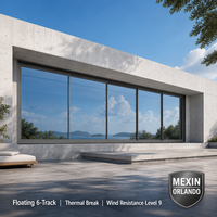 Fenêtre coulissante suspendue MEIXIN ORLANDO en alliage d'aluminium à 6 rails, anti-insectes, silencieuse et fluide, pour salle de bain, cuisine, maison, hôtel