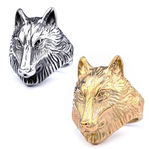 Anillos de Moda de Joyería Fina al por Mayor de la <span class=keywords><strong>Serie</strong></span> Vikinga con Cabeza de Lobo de Hielo Retro y Poderosos para Hombres y Mujeres - Product Image 1