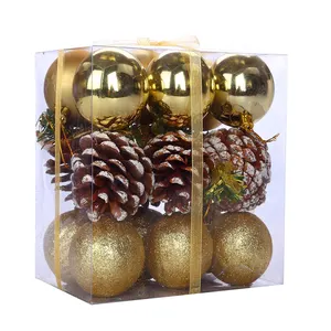圣诞球松果装饰装饰悬挂Xmas球挂件礼盒套装