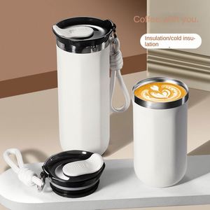 แก้วกาแฟสแตนเลส 304 ขนาด 17 ออนซ์ 350 มล. 500 มล. เคลือบสีฝุ่น เก็บอุณหภูมิ สำหรับเดินทาง พร้อมสายสะพาย  โลโก้สั่งทำได้ - Product Image 2