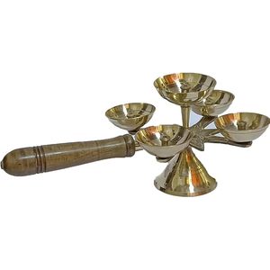Parijat โคมไฟน้ำมันสีทองงานหัตถกรรมทำมืออินเดีย Puja Diya สำหรับ Diwali pooja 10x4.5นิ้วบทความวัตถุประสงค์ akhand" - Product Image 4