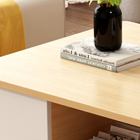 Table basse moderne en MDF avec tiroir de rangement pour salon, table centrale avec étagère ouverte et pieds en PVC, mobilier de maison