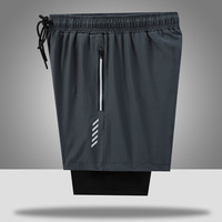 Shorts de sport pour hommes, compression 2 en 1, séchage rapide, double couche avec doublure, 5 pouces